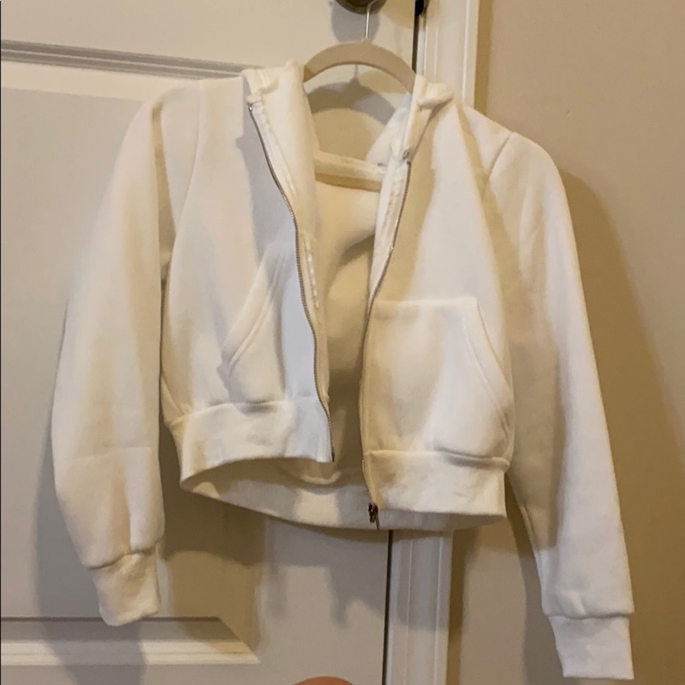 White cropped zip up